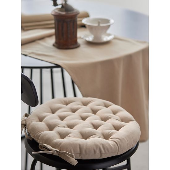 Подушка на стул круглая из хлопка бежевого цвета из коллекции essential, 35 см