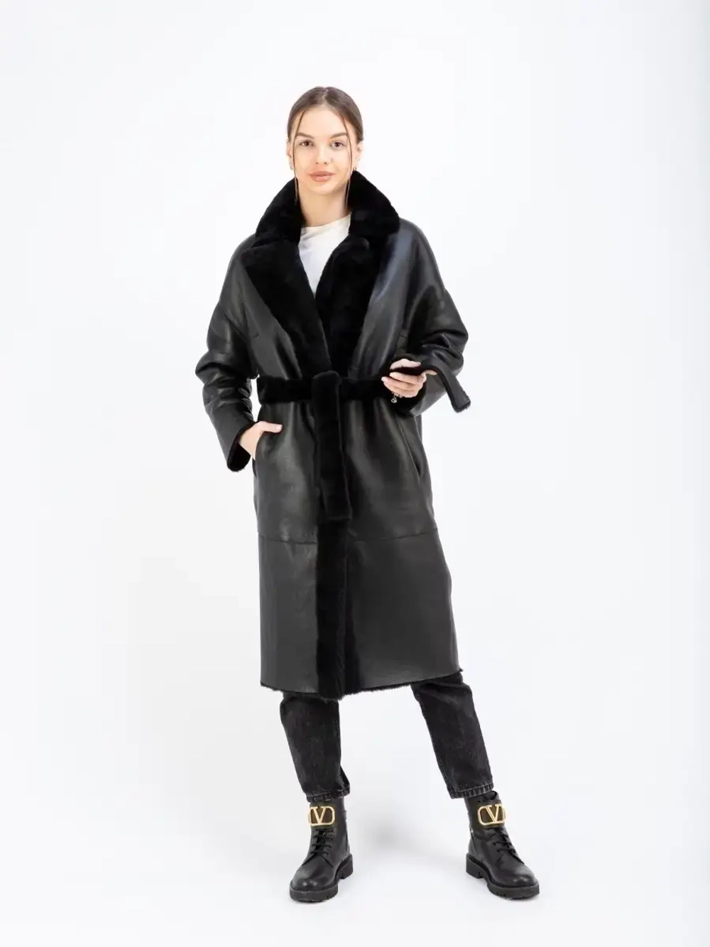 Шуба натуральная дубленка зимняя двухсторонняя