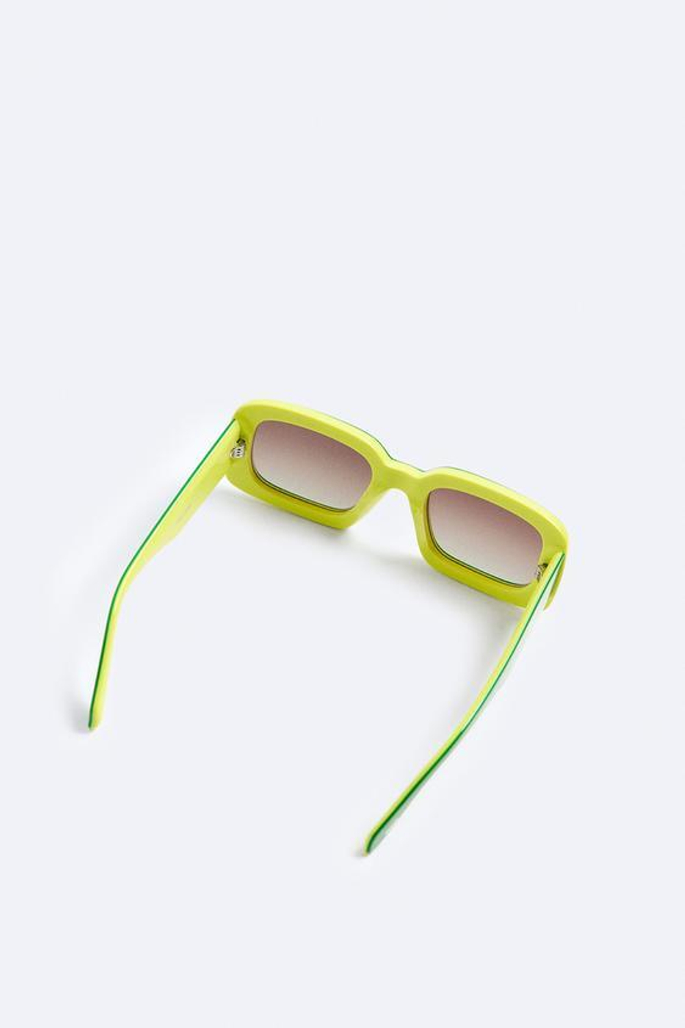 ZARA СОЛНЦЕЗАЩИТНЫЕ ОЧКИ В КОНТРАСТНОЙ ПРЯМОУГОЛЬНОЙ ОПРАВЕ, ЗЕЛЕНЫЙ
