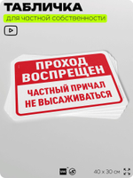 Табличка для частной территории "Проход воспрещен, частный причал", на дом, для участка, организаций, предупреждающая, 40х30 см, Silver Plane x Айдентика Технолоджи