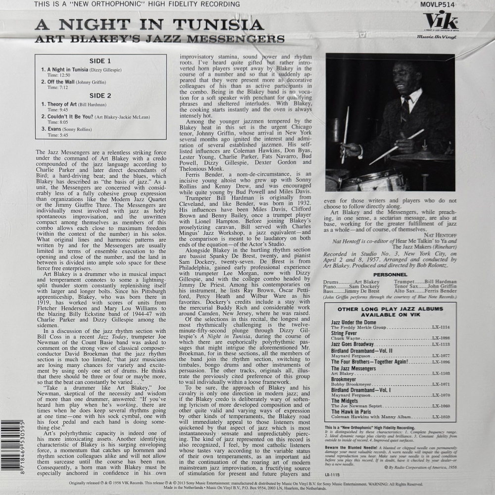 Art Blakey's Jazz Messengers ‎– A Night In Tunisia (Голландия 2013г.)