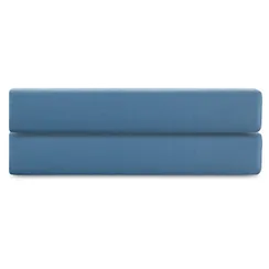 Простыня на резинке из премиального сатина джинсово-синего цвета из коллекции essential, 200х200х30