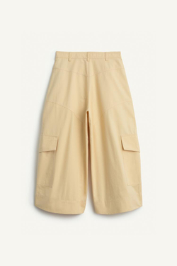 ZARA ШИРОКИЕ БРЮКИ-КАРГО С ВЫТОЧКАМИ, БЕЖЕВЫЙ