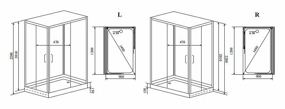 Душевая кабина Timo Premium Helka 120x90