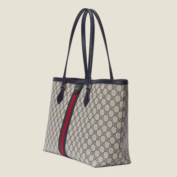 Сумка-тоут Gucci Ophidia GG среднего размера бежевый/синий