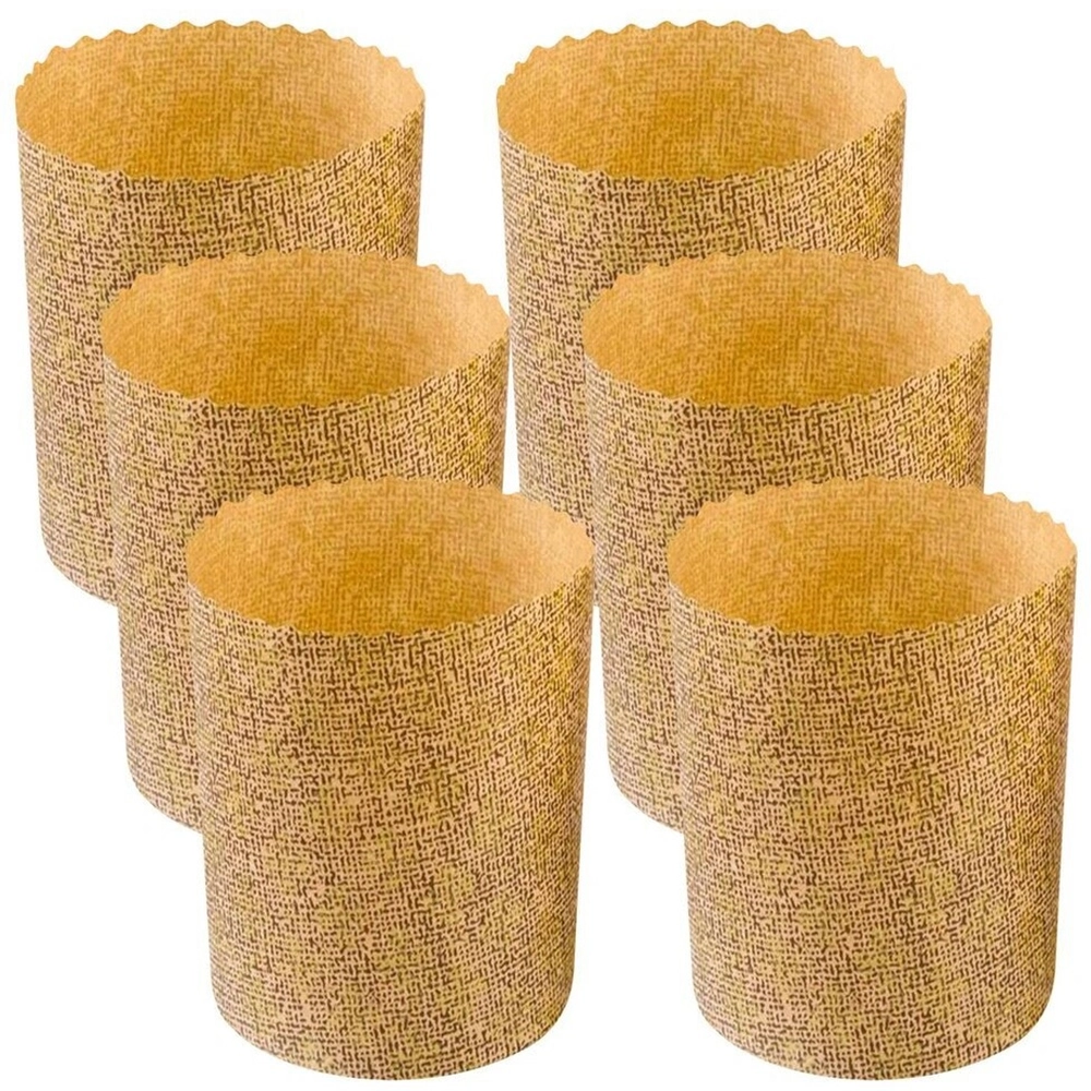 Форма для выпечки кулича бумажная «Рогожка». Набор 6 шт. Диаметр 7см, высота 8,5см МТ8-232