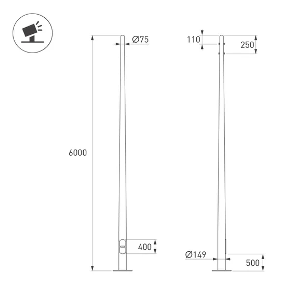 Опора фланцевая OXOR-OK-D75-L6000 (BK) (Arlight, Сталь) 061038