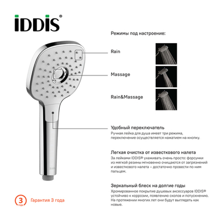 Лейка для душа IDDIS Sena SEN3F00I18