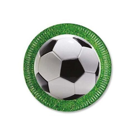 Тарелки Футбол зеленый, газон, 8 штук