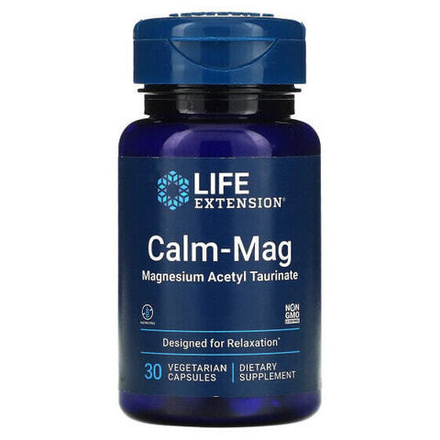 Магний Life Extension, Calm-Mag, ацетил тауринат магния, 30 вегетарианских капсул