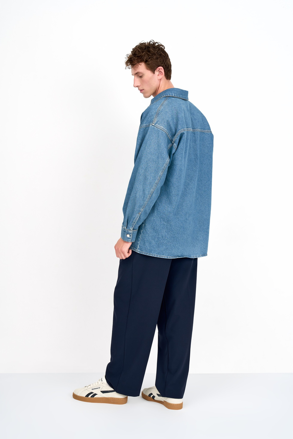 Джинсовая рубашка мужская голубая Man Jeans Shirt Dark blue