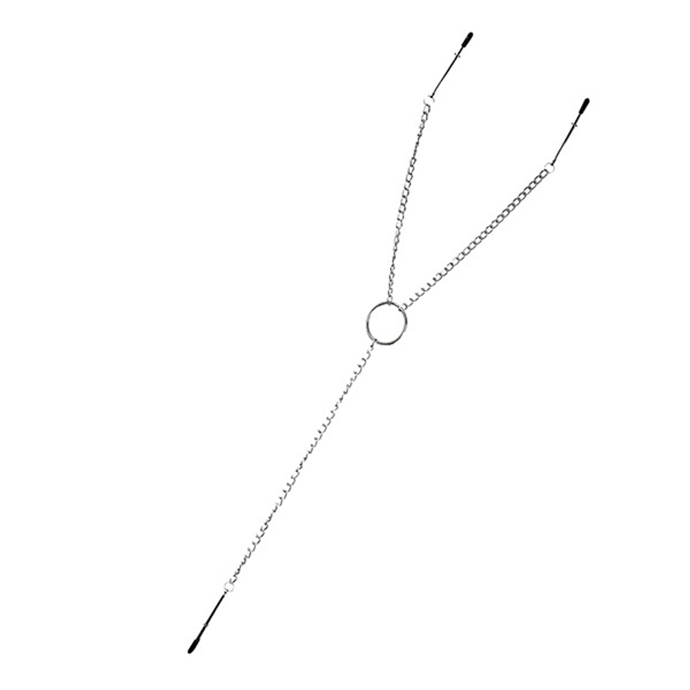 Серебристые зажимы для сосков и клитора на цепочке ToyFa Theatre 705005