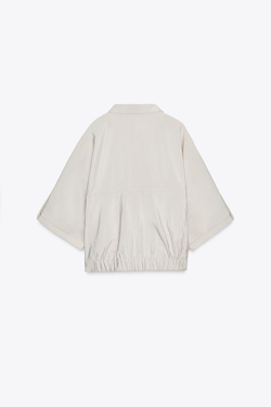 ZARA РУБАШКА САФАРИ С КОРОТКИМИ РУКАВАМИ, КРЕМОВЫЙ