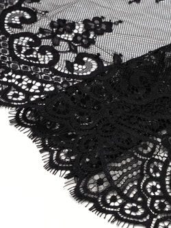 Кружево шантильи черное неэластичное ширина 36 см купон 2,9 м С БРАКОМ