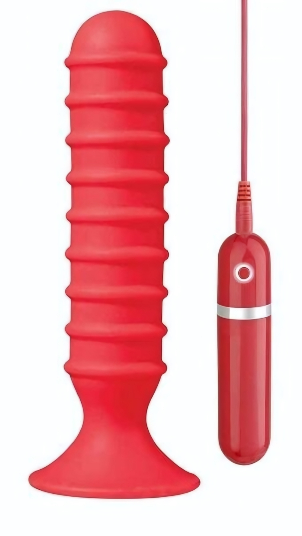 Красный вибрирующий плаг из силикона - 15 см. (Цвет: красный)