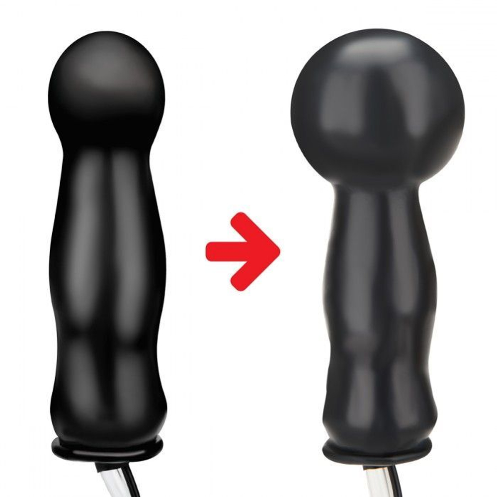 Черная надувная анальная пробка с вибрацией - 10 см. (Цвет: черный)