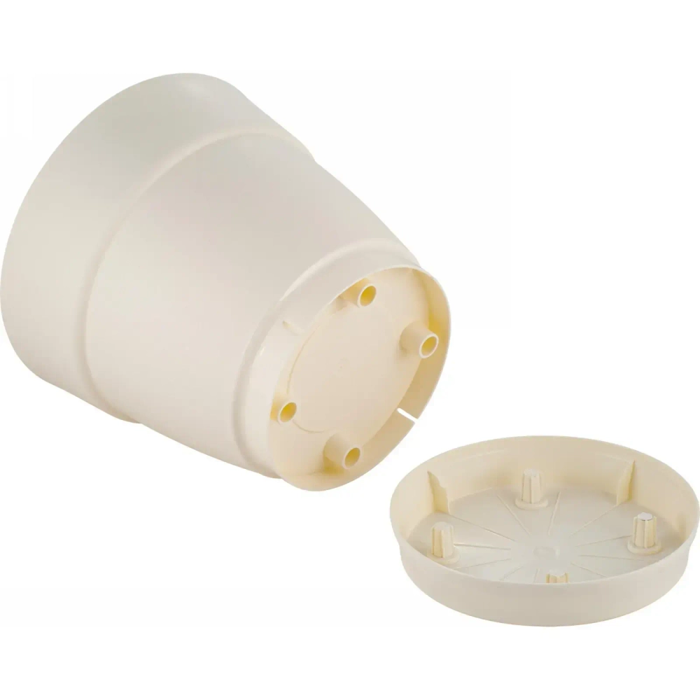 Горшок для цветов пластиковый 4л d-20см «Villa de Fiori» с фиксируемым поддоном, белоснежный жасмин