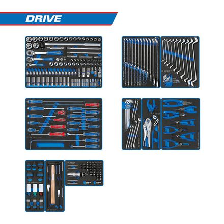 Цена на KING TONY (934-251MRVD) Набор инструментов "DRIVE" для тележки, 10 ложементов, 251 предмет