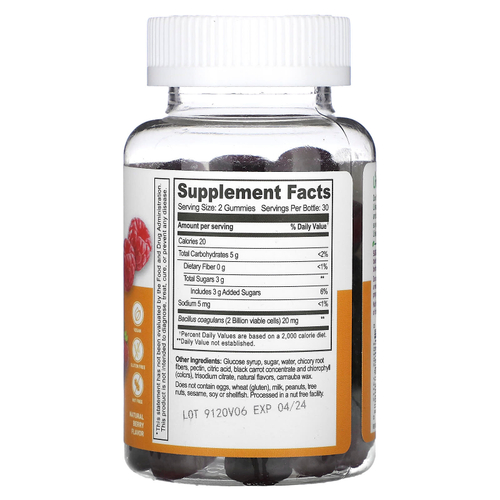 Lifeable, Жевательные мармеладки с пробиотиками, натуральные ягоды, 60 жевательных таблеток (1 миллиард КОЕ в 1 жевательной мармеладке)