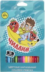 Карандаши цветные "ECO" 18 цв. -Влад А4- заточен.  в карт. короб. с европодвесом