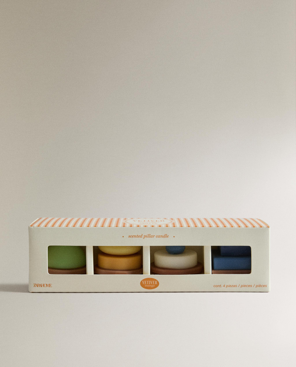 Zara Home Набор ароматических свечей (Vetiver Mango), растительный воск, 4 шт, подарочный