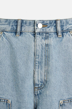 ZARA ДЖИНСЫ CARPENTER С КАРМАНАМИ, СИНИЙ