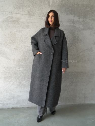 Графитовое пальто с шарфом