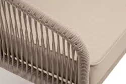 "Канны" правый модуль плетеный из роупа, каркас алюминий белый муар, роуп бежевый круглый, ткань бежевая 15052