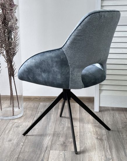 Стул BERRIES 360 град. Синий Loris-37, велюр/ темно-синий 7525-56, велюр/ черный каркас