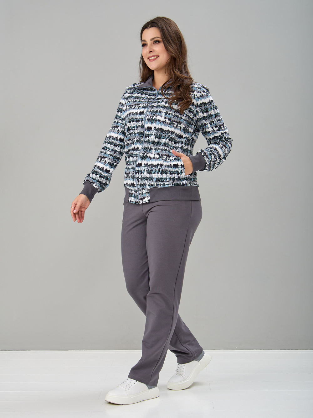 Костюм с брюками КБ-184/серый-акварель