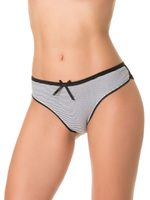 Полосатые трусы-бразилиана с задней частью из кружева (Размер: S) (Цвет: голубой)