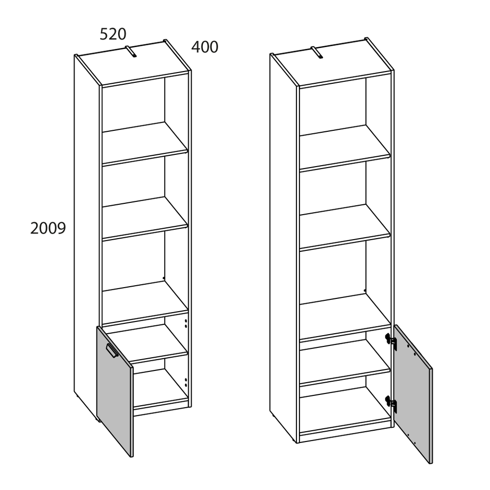 MODERN, Шкаф открытый 1D/52. Цвет ПЕРСИДСКИЙ ЖЕМЧУГ