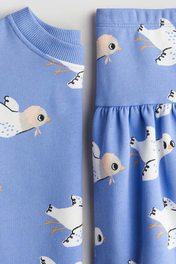 H&M Комплект из юбки и толстовки с принтом, синий