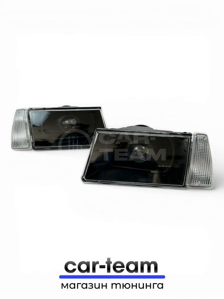 Фары на ВАЗ 2108, 2109, 21099 передние с Bi LED модулями 3.0 дюйма, черная маска, белые поворотники (под ключ)