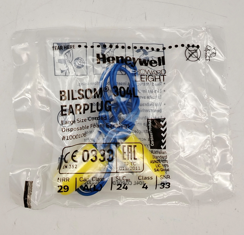 Беруши одноразовые пенополиуретановые на шнурке Bilsom 304 SNR 33 дБ 500 пар Howard Leight 1000106