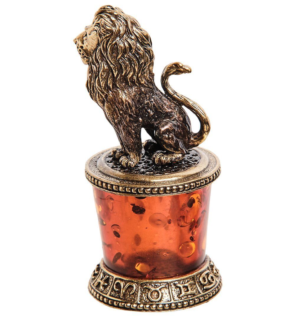 Народные промыслы AM-2769 Фигурка «Знак зодиака-Лев» (латунь, янтарь)