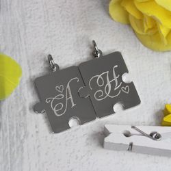 Парные кулоны подвески пазлы для двоих с гравировкой на заказ