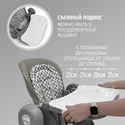 Стульчик для кормления, ходунки, качели 5в1 Bubago William серый