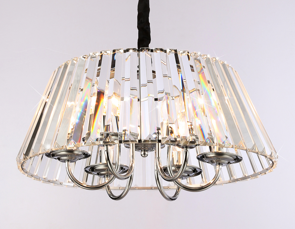 Подвесная люстра с хрусталем TR5038/6 CH/CL хром/прозрачный E14/6 max 40W D496*256