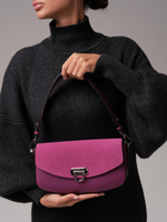 Сумка замшевая на плечо багет фиолетовый флокс