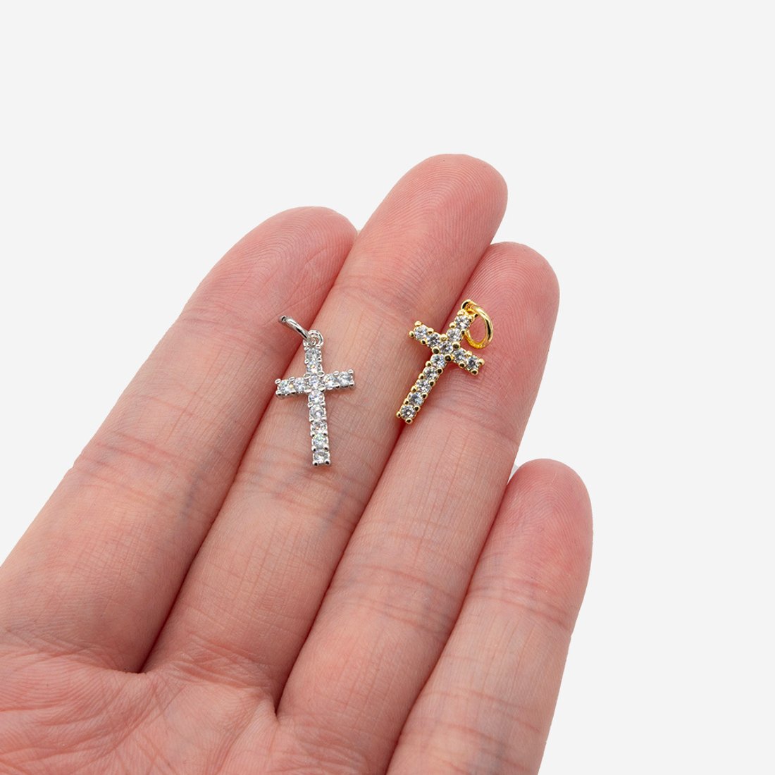 Подвеска "Крест", 15,5*9мм, фианиты, позолота