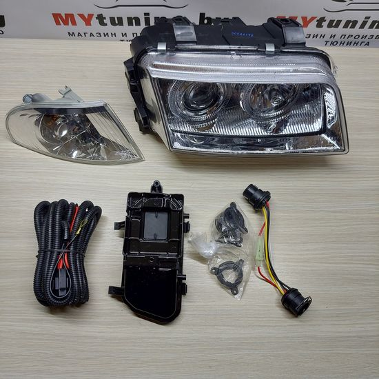 Передние фары Audi A4 B5 angel eyes chrome