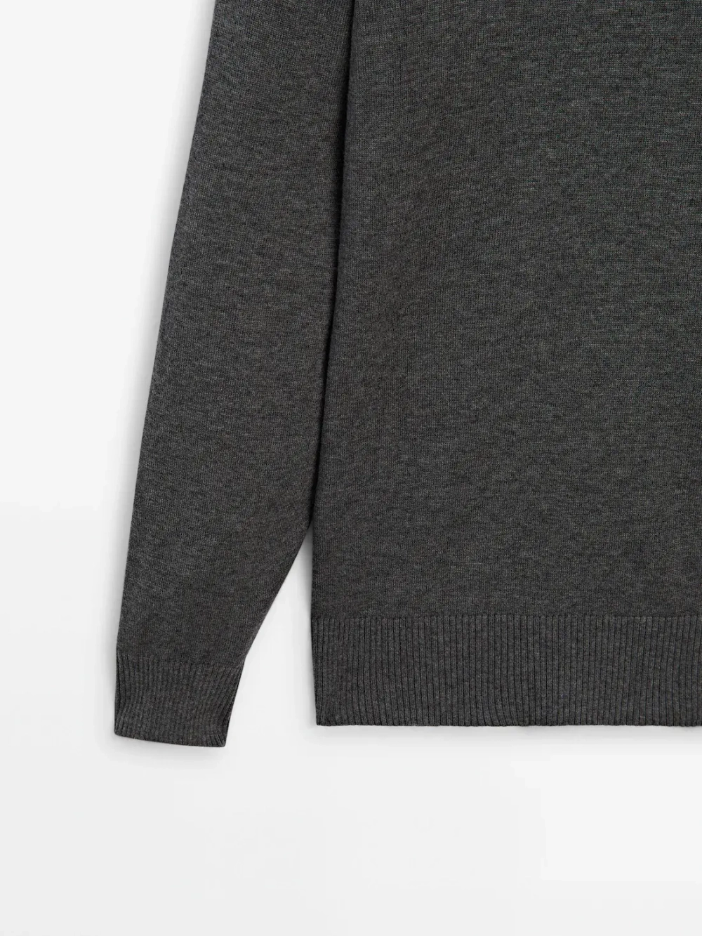 Massimo Dutti Шерстяной свитер с круглым вырезом, антрацитово-серый