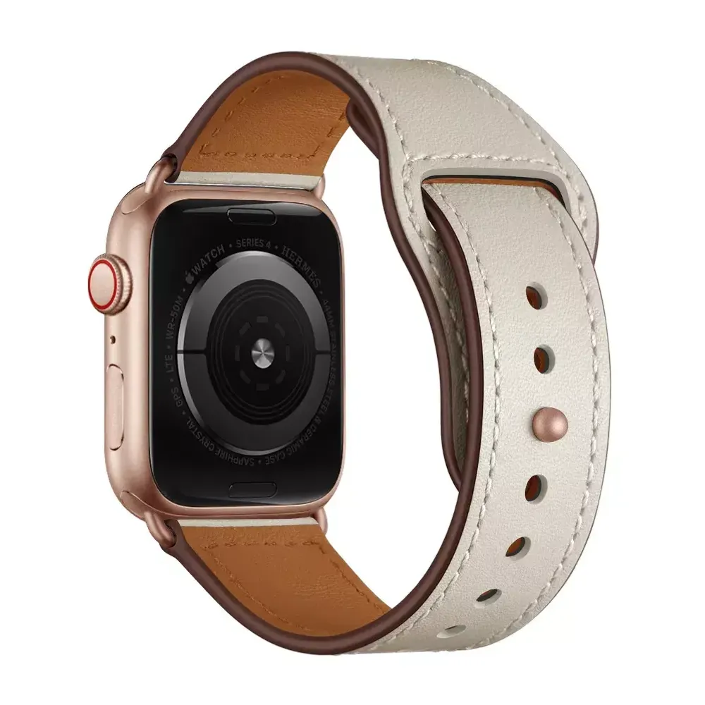 Браслет-ремешок для Apple Watch Silicone+leather stap (21005-MC) beige