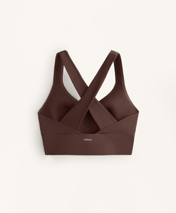 Oysho Спортивный бюстгальтер Light Touch средней поддержки с перекрестной спинкой, коричневый