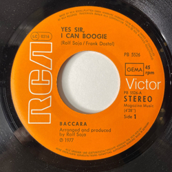 Винтажная виниловая пластинка 7 дюймов (маленькая пластинка) Baccara Yes Sir, I Can Boogie (Германия 1977)