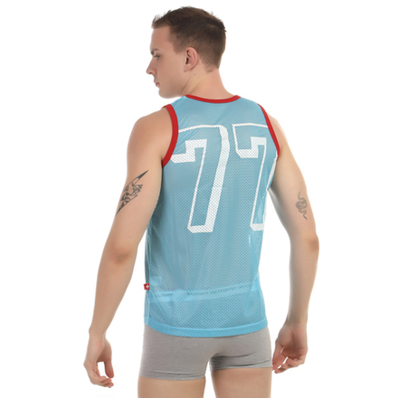 Мужская майка в сетку бирюзовая Andrew Christian Sport Mesh Tank Top