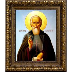 Сергий Радонежский Преподобный. Икона на холсте.