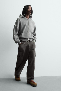 ZARA БРЮКИ С КАРМАНАМИ, ТЕМНО-СЕРЫЙ