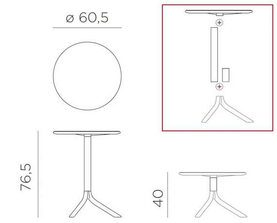 Регулируемый пластиковый стол Spritz Ø60 см, голубой